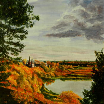 Painting titled "Осенний вечер" by Andrei Gudkov, Original Artwork, Oil