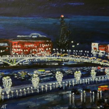 Картина под названием "Вечерняя Москва" - Андрей Гудков, Подлинное произведение искусства, Акрил