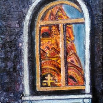 Картина под названием "В окне" - Андрей Гудков, Подлинное произведение искусства, Масло