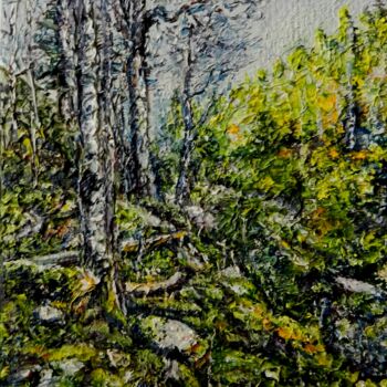 Картина под названием "Берёзы в горах" - Андрей Гудков, Подлинное произведение искусства, Масло