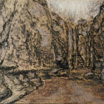 Рисунок под названием "Ущелье" - Андрей Гудков, Подлинное произведение искусства, Древесный уголь
