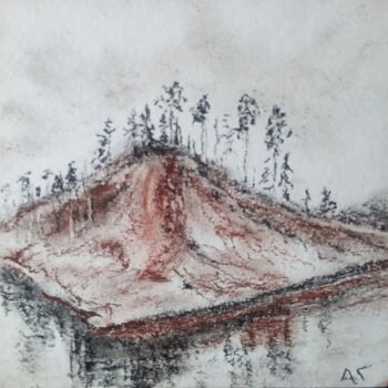 Рисунок под названием "Утес" - Андрей Гудков, Подлинное произведение искусства, Древесный уголь