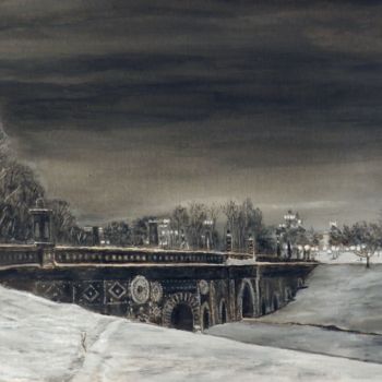 Картина под названием "Зимний Вечер." - Андрей Гудков, Подлинное произведение искусства