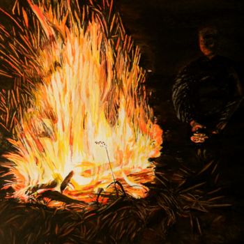 Картина под названием "У костра." - Андрей Гудков, Подлинное произведение искусства
