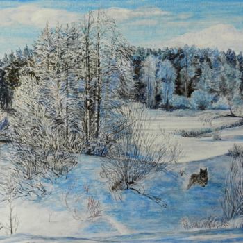 Картина под названием "Зима" - Андрей Гудков, Подлинное произведение искусства, Темпера
