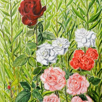 Pintura intitulada "Розы" por Andrei Gudkov, Obras de arte originais, Aquarela