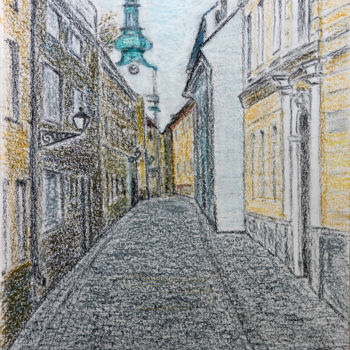 Картина под названием "Улица Братиславы." - Андрей Гудков, Подлинное произведение искусства, Пастель