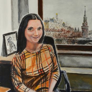 Картина под названием "Портрет Ирины" - Андрей Гудков, Подлинное произведение искусства, Темпера