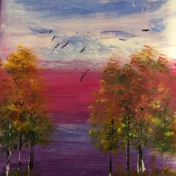 Painting titled "Sunset" by Julia Csefalvay, Original Artwork, Acrylic