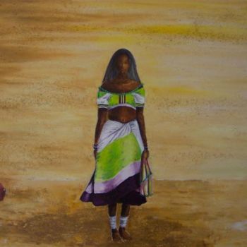 Painting titled "Indienne 2" by Pascale Aguettaz Bellanger, Original Artwork