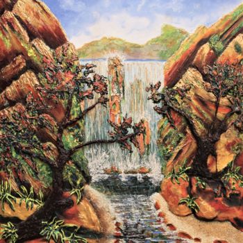 Malerei mit dem Titel "La cascade" von Arnaud Guibé, Original-Kunstwerk, Acryl