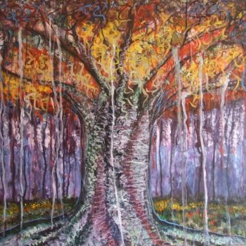 Painting titled "De la serie árboles" by Emir Aguilar, Original Artwork, Acrylic