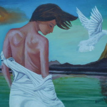 Pintura titulada "una-paloma-blanca.j…" por Agustin, Obra de arte original, Oleo