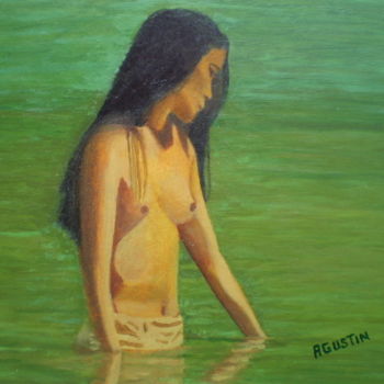 Pintura titulada "mujer-en-el-rio.jpg" por Agustin, Obra de arte original, Oleo