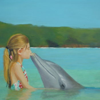 Painting titled "beso-del-delfin.jpg" by Agustin, Original Artwork, Oil