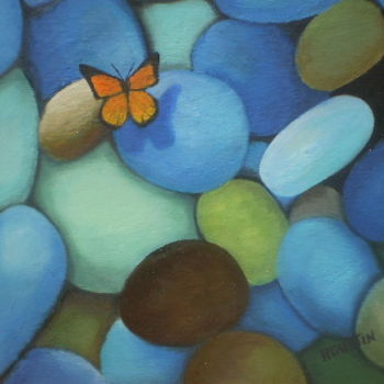 Pintura titulada "mariposa-en-las-pie…" por Agustin, Obra de arte original, Oleo