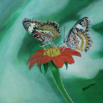 Painting titled "parejas-de-mariposa…" by Agustin, Original Artwork, Oil