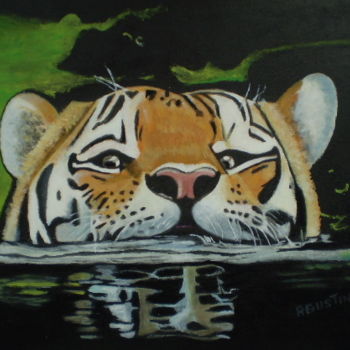 Painting titled "el-bano-del-tigres.…" by Agustin, Original Artwork, Oil