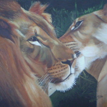 Pintura titulada "el-leon-y-la-leona.…" por Agustin, Obra de arte original, Oleo