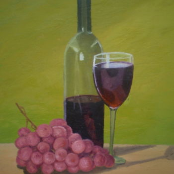 Pintura titulada "vino-y-uvas.jpg" por Agustin, Obra de arte original, Oleo