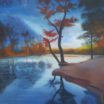Pintura intitulada "lago-azul.jpg" por Agustin, Obras de arte originais, Óleo