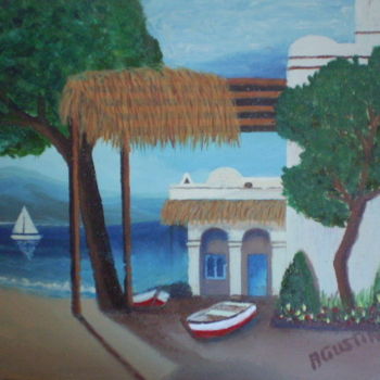 Pintura titulada "la-casa-junto-al-ma…" por Agustin, Obra de arte original, Oleo