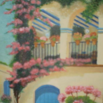 Peinture intitulée "entrada-a-la-casa.j…" par Agustin, Œuvre d'art originale, Huile