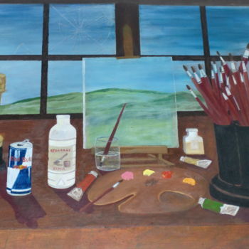 Painting titled "mesa de trabajo" by Agustin, Original Artwork, Oil