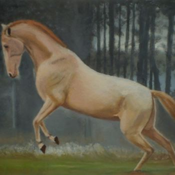 Картина под названием "caballo-canela.jpg" - Agustin, Подлинное произведение искусства, Масло