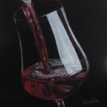 Schilderij getiteld "copa-de-vino-tinto.…" door Agustin, Origineel Kunstwerk, Olie