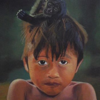 Peinture intitulée "the-monkey.jpg" par Agustin, Œuvre d'art originale, Huile