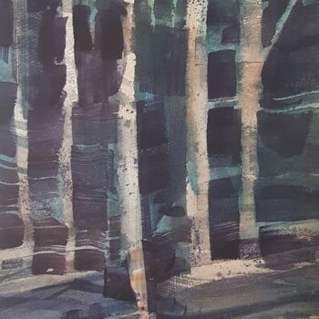 绘画 标题为“The dark forest.” 由Agus Vaquero, 原创艺术品, 水彩