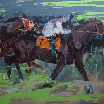 Pintura titulada "Horse race" por Agus Vaquero, Obra de arte original, Acrílico Montado en Bastidor de camilla de madera
