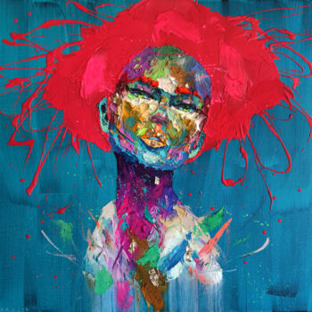 Painting titled "Funny girl" by Agusil, Original Artwork, Oil Mounted on Wood Stretcher frame