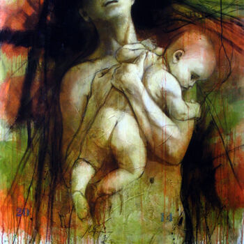 Pintura titulada "serie-madres-120x90…" por Agustin Rojas Baca, Obra de arte original