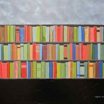 Malarstwo zatytułowany „Books for living” autorstwa A.Gökhan Yaşar, Oryginalna praca, Olej Zamontowany na Drewniana rama nos…