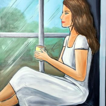 Painting titled "by-the-window.jpg" by Aisha Haider, Original Artwork, Acrylic