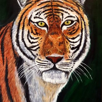 Painting titled "wise-tiger.jpg" by Aisha Haider, Original Artwork, Acrylic