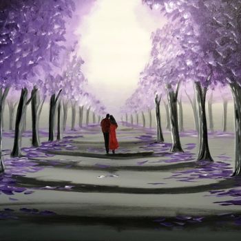 Painting titled "through-the-purple-…" by Aisha Haider, Original Artwork, Acrylic