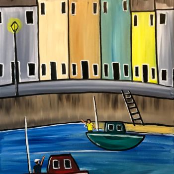 Malerei mit dem Titel "boats-waving.jpg" von Aisha Haider, Original-Kunstwerk, Acryl