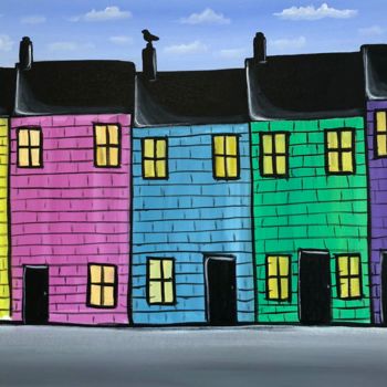 Painting titled "colourful-houses-2.…" by Aisha Haider, Original Artwork, Acrylic