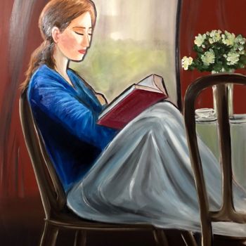 Ζωγραφική με τίτλο "my-reading-moment.j…" από Aisha Haider, Αυθεντικά έργα τέχνης, Ακρυλικό