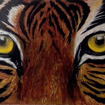 Peinture intitulée "tiger-eyes.jpg" par Aisha Haider, Œuvre d'art originale, Acrylique