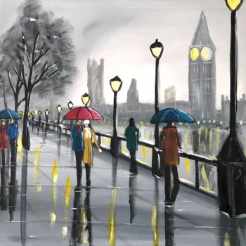 Schilderij getiteld "a day out in London" door Aisha Haider, Origineel Kunstwerk, Acryl