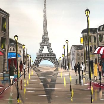 Painting titled "towards the Eiffel" by Aisha Haider, Original Artwork, Acrylic