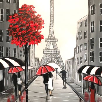 Schilderij getiteld "Eiffel streets 3" door Aisha Haider, Origineel Kunstwerk, Acryl