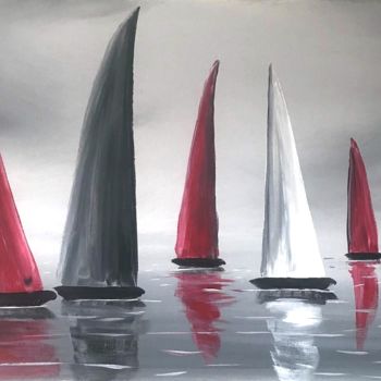 Painting titled "cloudy sails" by Aisha Haider, Original Artwork, Acrylic