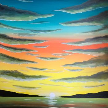 Malarstwo zatytułowany „A Sunset Sky” autorstwa Aisha Haider, Oryginalna praca, Akryl