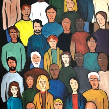 Painting titled "crowd of faces 3" by Aisha Haider, Original Artwork, Acrylic