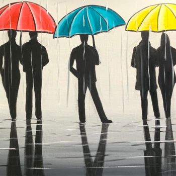 Malarstwo zatytułowany „Colourful Umbrella…” autorstwa Aisha Haider, Oryginalna praca, Akryl